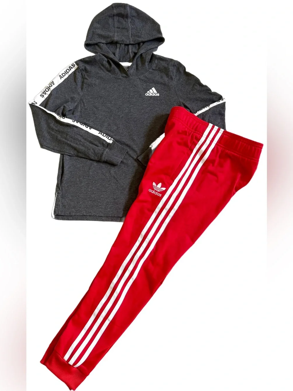ADIDAS BOYS SIZE 7/8 S TOPS, HOODIES AND JOGGERS CLOTHING BUNDLE IN EUC!